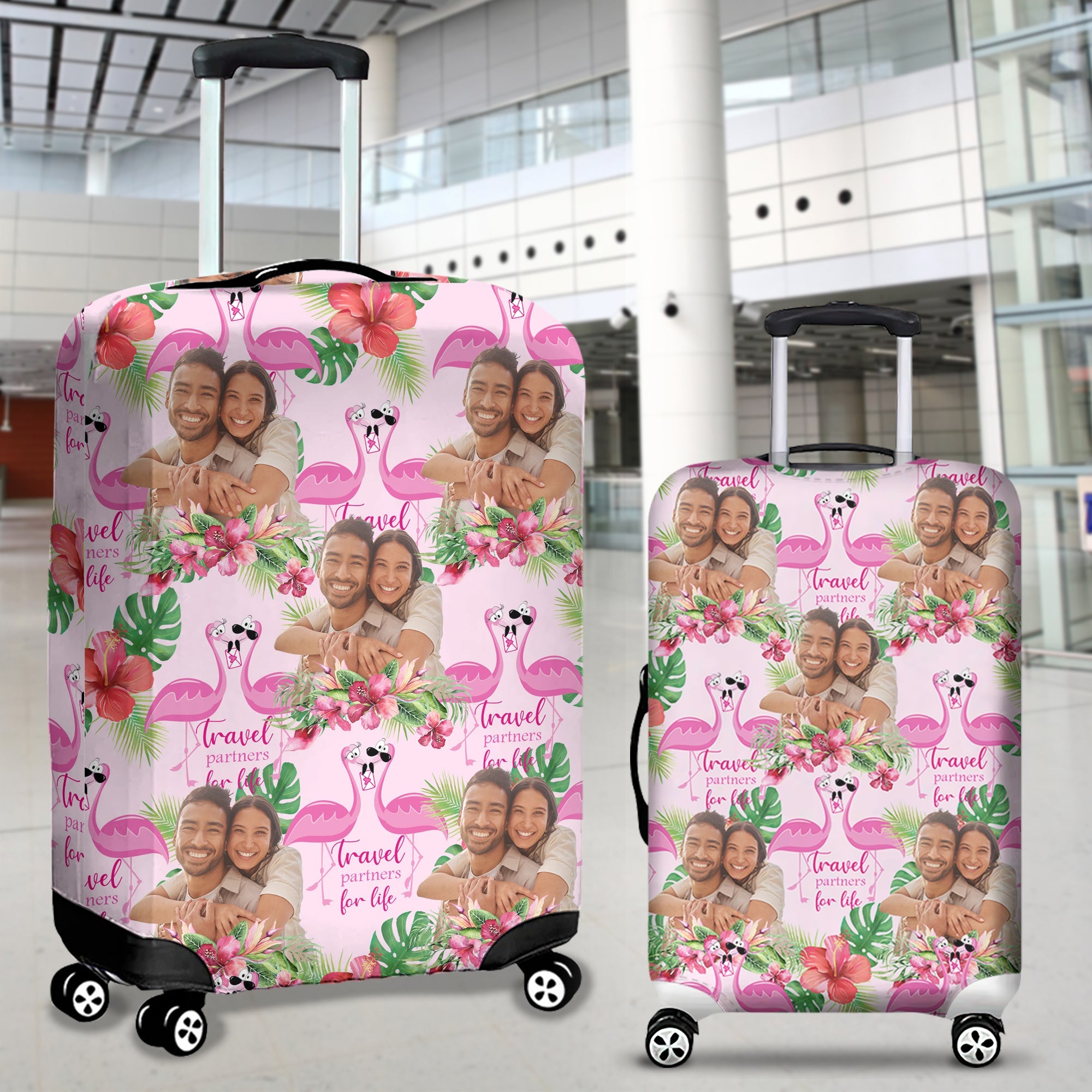 Personalized Couple Luggage Cover - Travel Partners for Life Luggage Covers PopCulturePrints