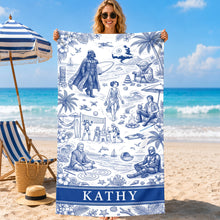 Load image into Gallery viewer, “Embrace the Outer Universe” - Outer Planet Toile De Jouy Beach Towel - Personalized Gift for Fans of Pop Culture
