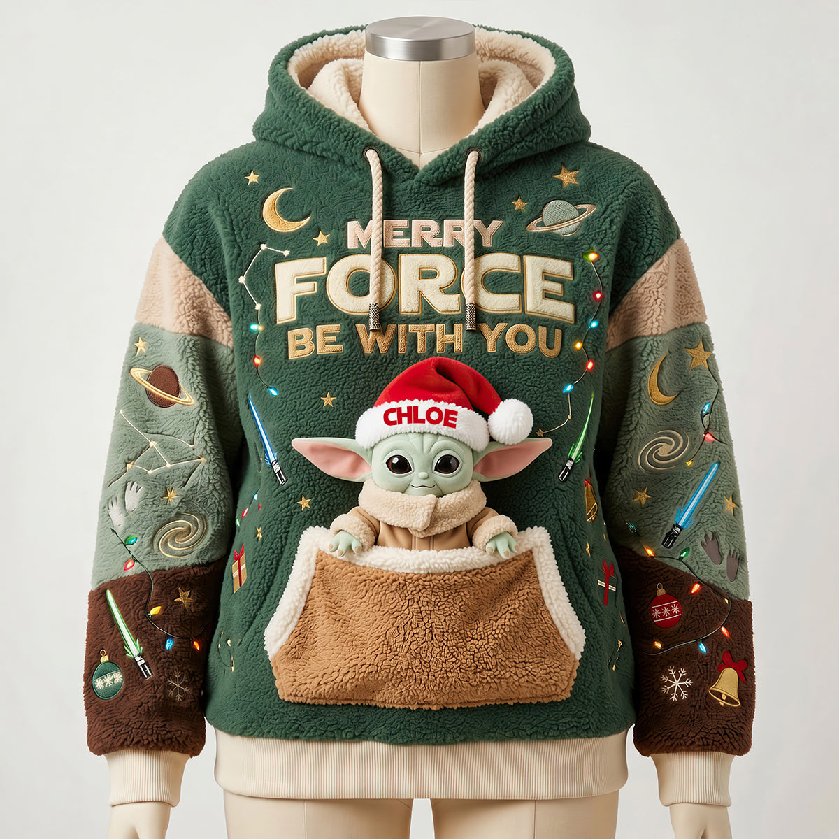 Merry Force Be With You - Personalized Christmas Hoodie for Galaxy Lovers