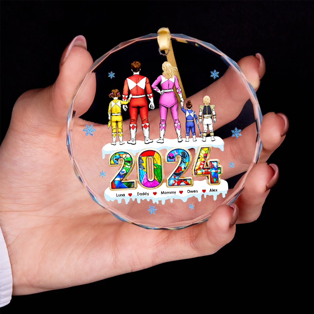 Personalized Family Christmas Ornament 2024 - Power Suit Theme Ornament PopCulturePrints