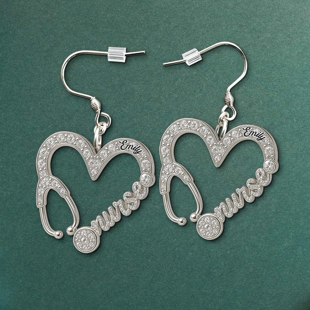 "A Gift of Compassion – Personalized Nurse Acrylic Earrings" Earrings PopCulturePrints