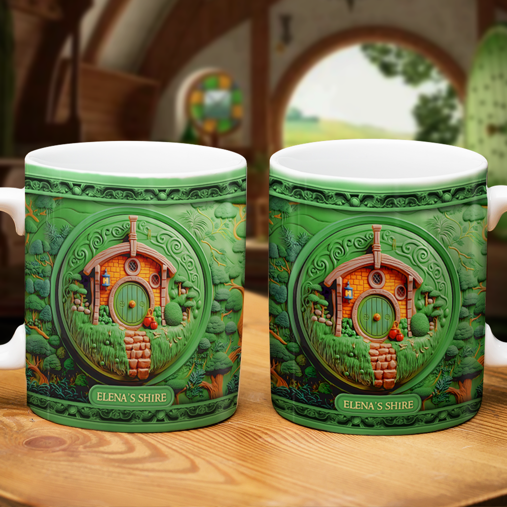 Personalized Fantasy Adventure Coffee Mug - Custom Hobbit House Design