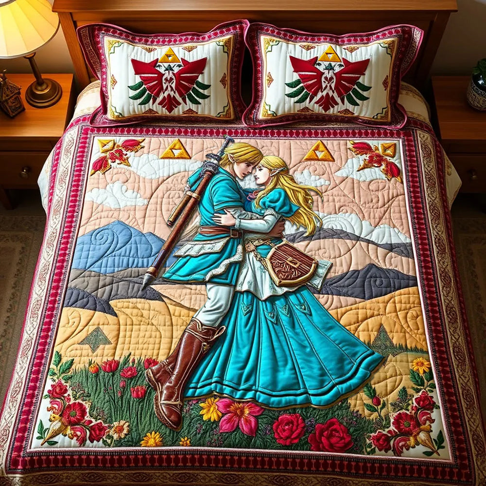 Personalized Adventure Game Quilt Bed Set for Couples - Unique Valentine's Day Gifts Blanket PopCulturePrints