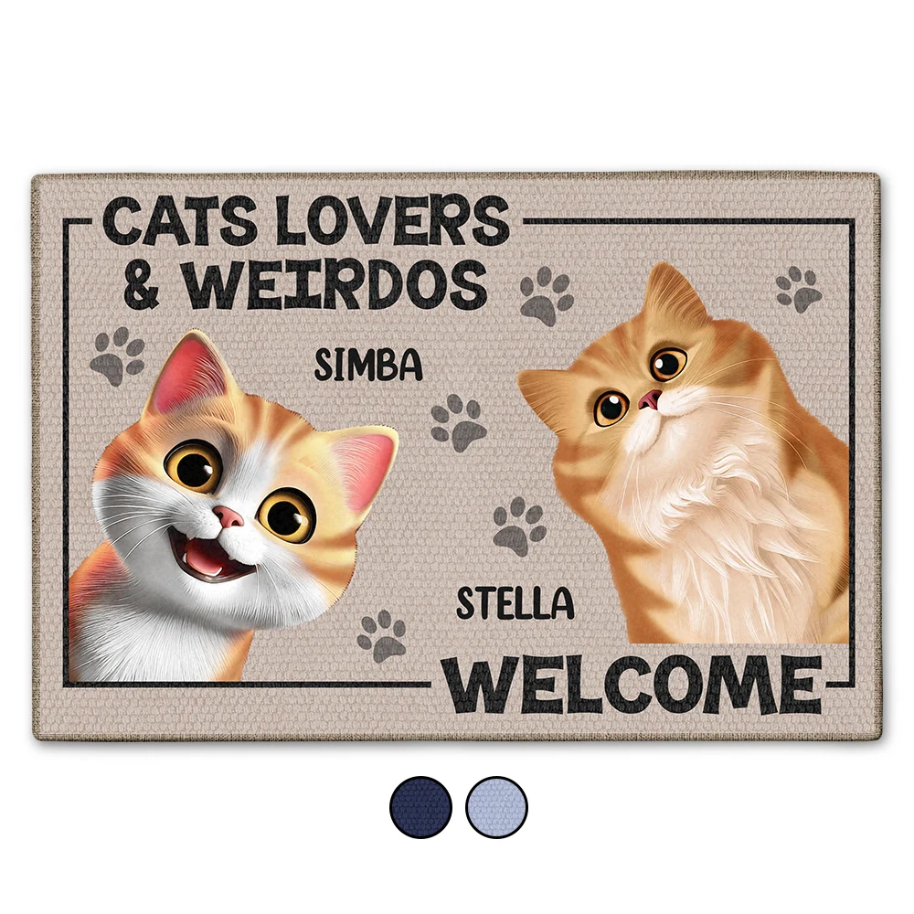 Cats Lovers & Weirdos Welcome - Personalized Doormat for Cat Lovers Doormat PopCulturePrints