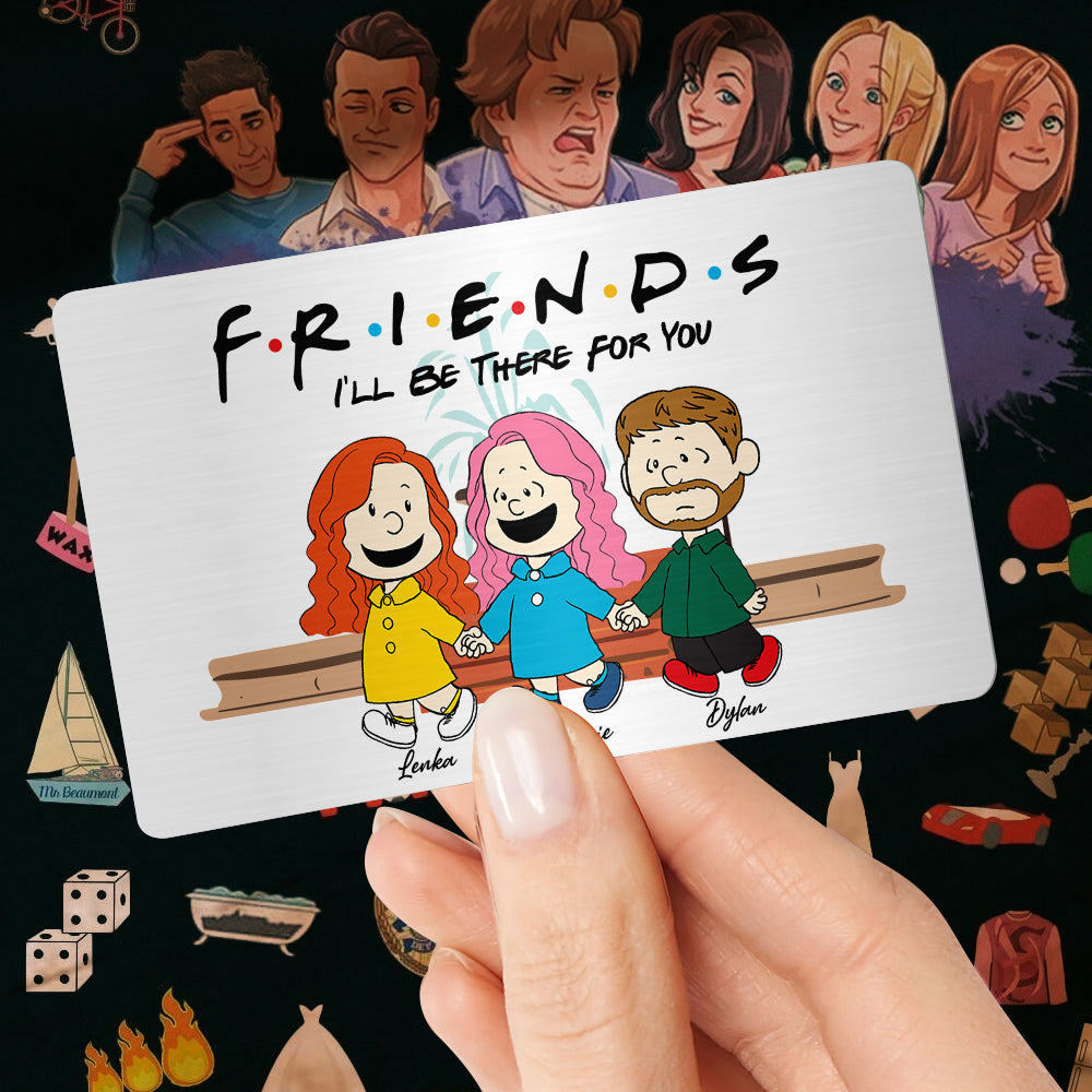 Personalized Aluminum Wallet Card - Cartoon Friends Holding Hands Gift Wallet Card PopCulturePrints