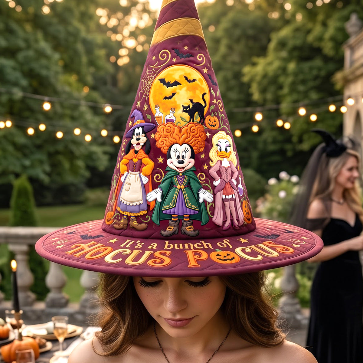 “It’s a magical Halloween!” - Personalized Mystical Quilted Witch Hat - Custom Gift for Witch Lovers & Halloween Fans