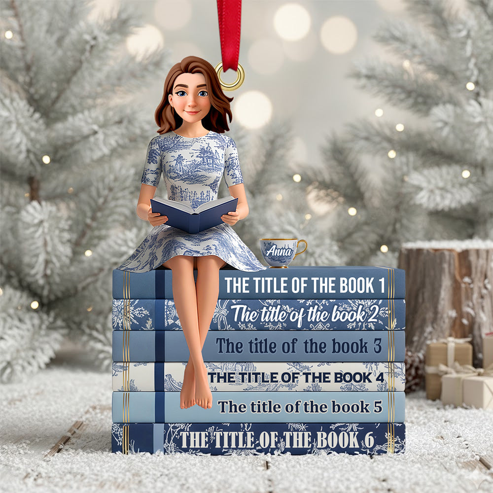 "Escape into the World of Books" - Personalized Christmas Ornament - Gift for Book Lovers Ornament PopCulturePrints