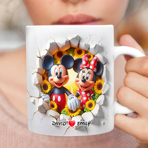 Love Blooms: Personalized Mouse Couple Mug - Perfect Gift for Couples Coffee Mug PopCulturePrints