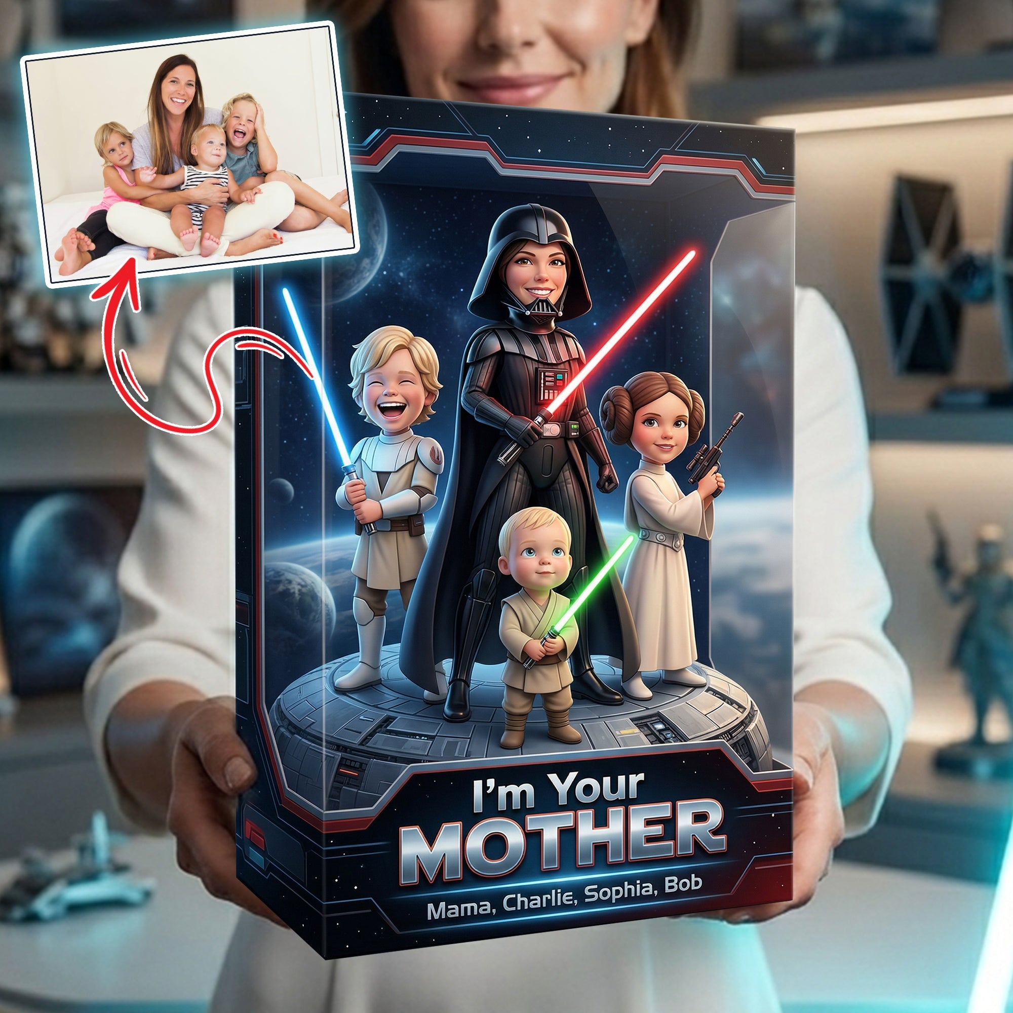 "Best MOM In The Galaxy - A Gift from the Heart" - Custom Photo Acrylic Plaque - Gift for Moms, Grandmas, and More Shaped Plaques PopCulturePrints