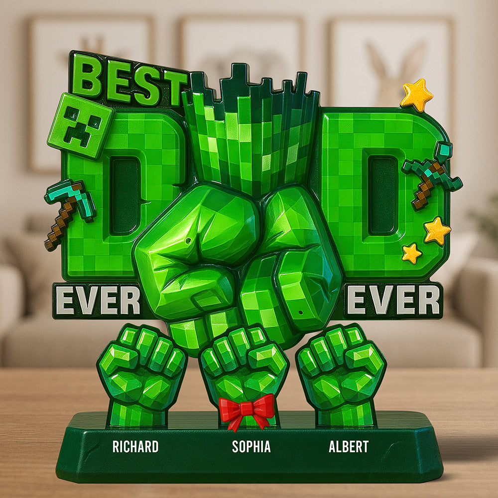 "Best Dad Ever" - Personalized Fist Bump Dad Acrylic Plaque - Unique Gift for Dad, Grandpa & Father Figures Shaped Plaques PopCulturePrints