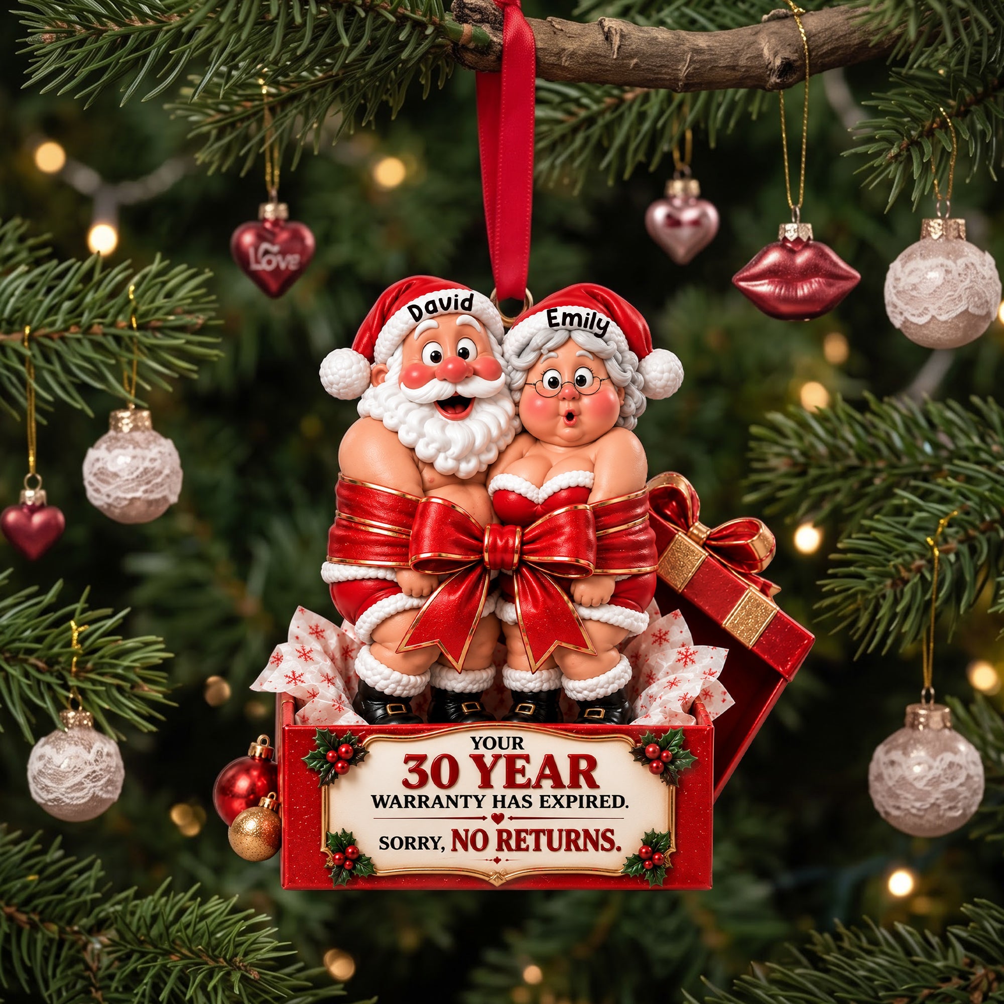 “Your 30 Year Warranty Has Expired!” - Personalized Christmas Ornament for Couples