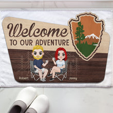 Load image into Gallery viewer, Personalized Camping Couple Doormat - Welcome to Our Adventure Doormat PopCulturePrints
