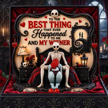 Load image into Gallery viewer, Spooky Love: 'Best Thing That Ever Happened to Me' - Personalized Acrylic Plaque for Couples Shaped Plaques PopCulturePrints
