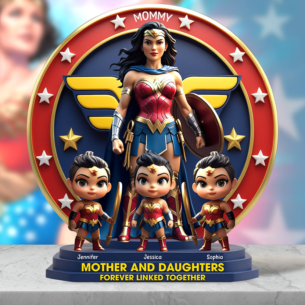 “Wonder Moms: Celebrating Motherhood” - Personalized Wonder Woman Plaque - Gift for Mom, Grandma, and More Shaped Plaques PopCulturePrints