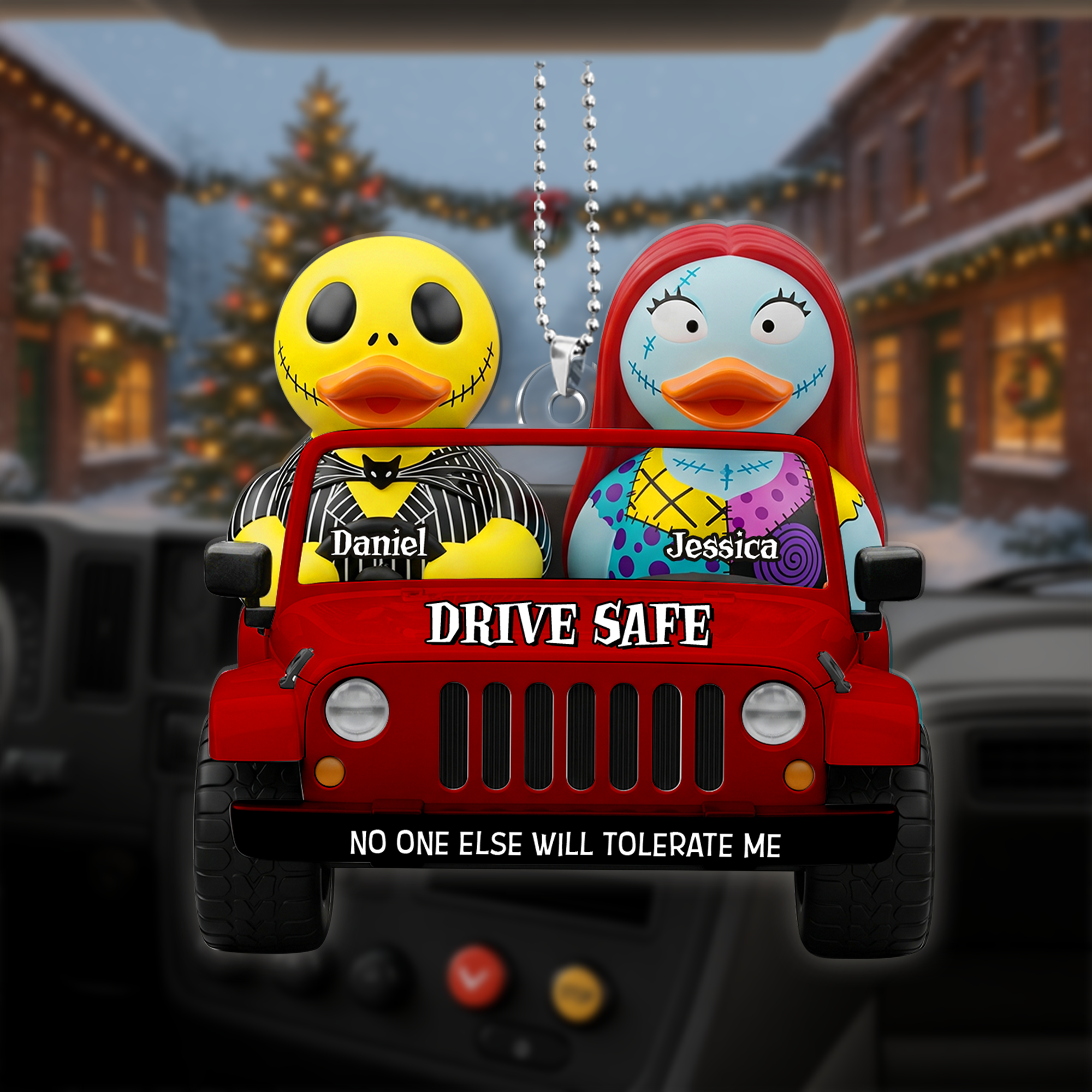 “Drive Safe, My Love!” - Spooky Couple Car Ornament - Personalized Gifts for Couples Ornament PopCulturePrints