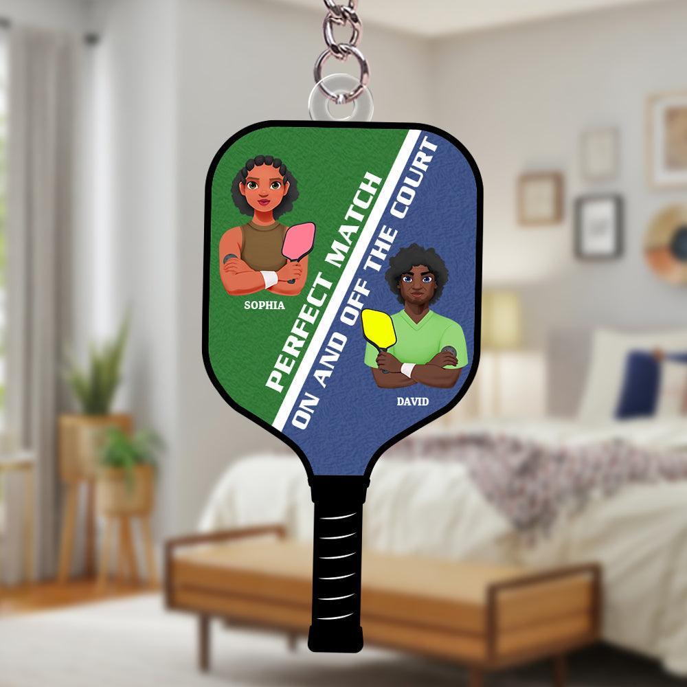 Personalized Pickleball Couple Keychain - Perfect Match Gift Keychains PopCulturePrints