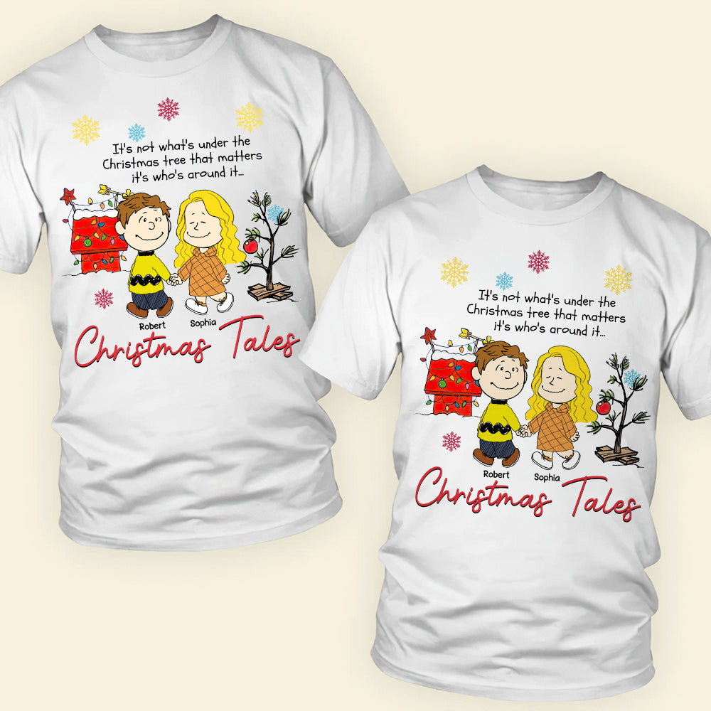 Custom Couple Christmas Hoodie - Christmas Tales Graphic