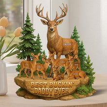 Load image into Gallery viewer, “Best Buckin’ Dad Ever! – Personalized Deer Dad Acrylic Plaque” - Unique Gift for Dad, Grandpa Shaped Plaques PopCulturePrints

