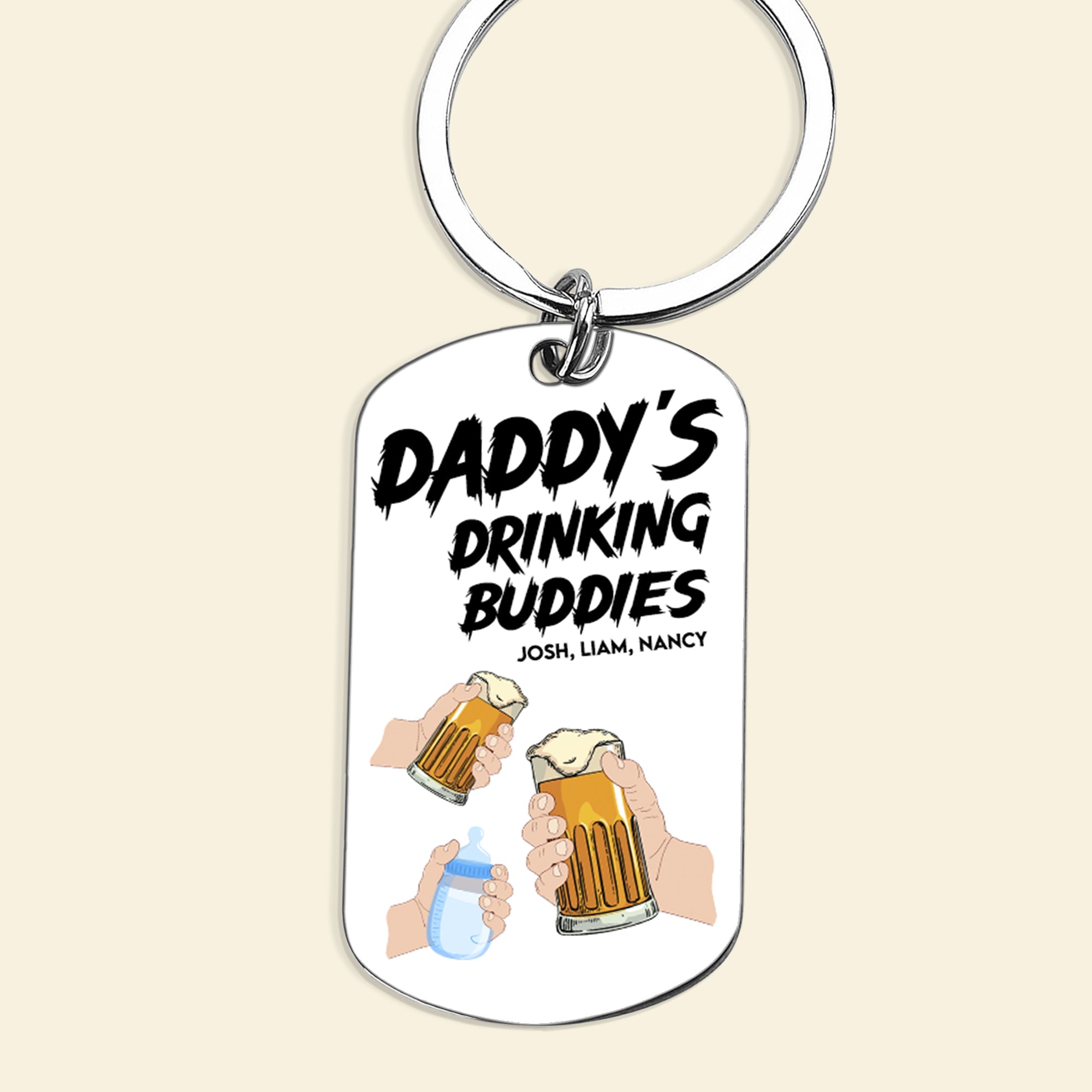 Custom 'Daddy's Drinking Buddies' Keychain - Personalized Gift for Dad Keychains PopCulturePrints
