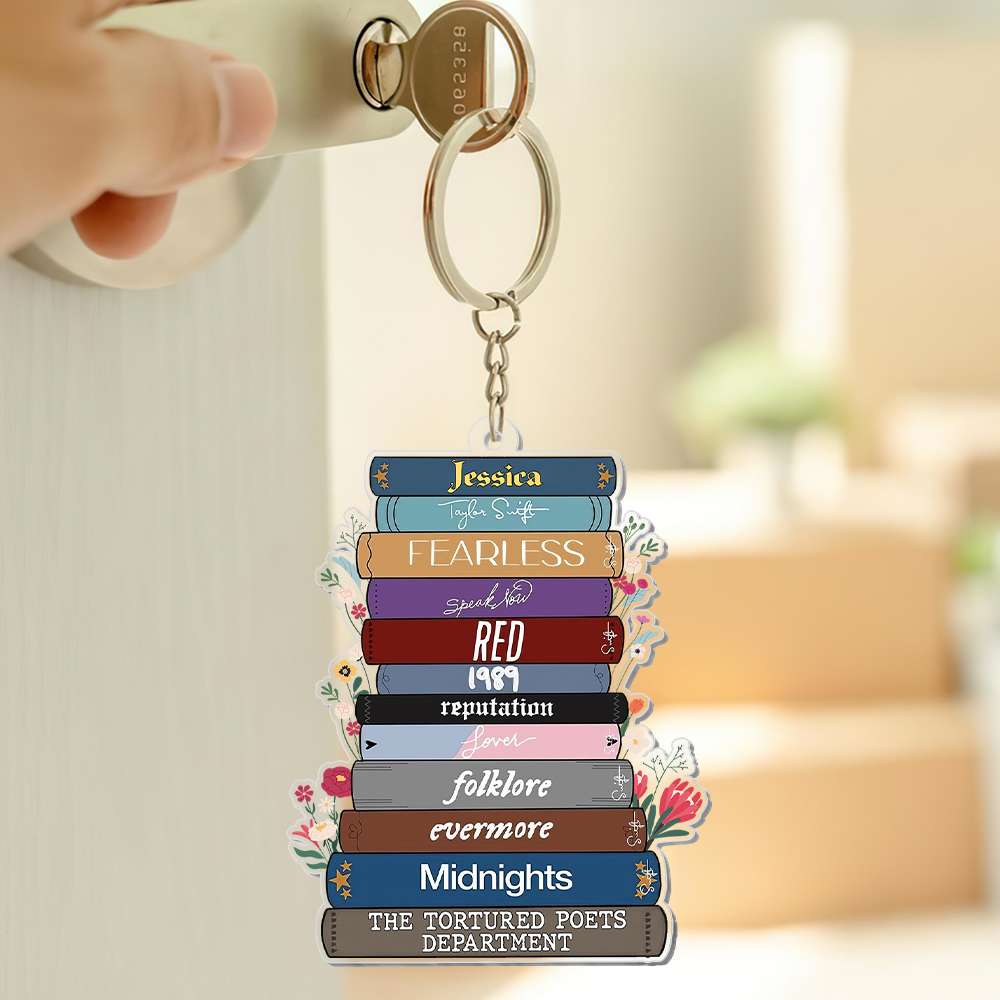 Personalized Taylor Swift Fan Keychain - Custom Name and Album Stack