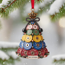 Load image into Gallery viewer, Celebrate the Strength: Weight Plate Tree Christmas Ornament – Personalize Your Gift for Gym Lovers Ornament PopCulturePrints
