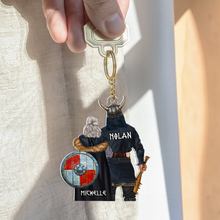 Load image into Gallery viewer, Personalized Viking Couple Keychain - Unique Gift for Him and Her Keychains PopCulturePrints
