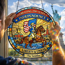 Load image into Gallery viewer, Celebrate Freedom: 250th Anniversary America Suncatcher - Personalized Gift for Everyone Ornament PopCulturePrints
