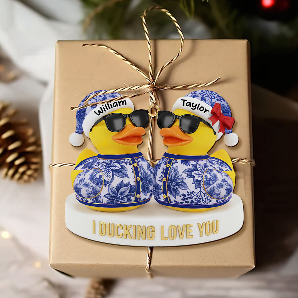 I Ducking Love You - Personalized Couple Duck Christmas Ornament Ornament PopCulturePrints