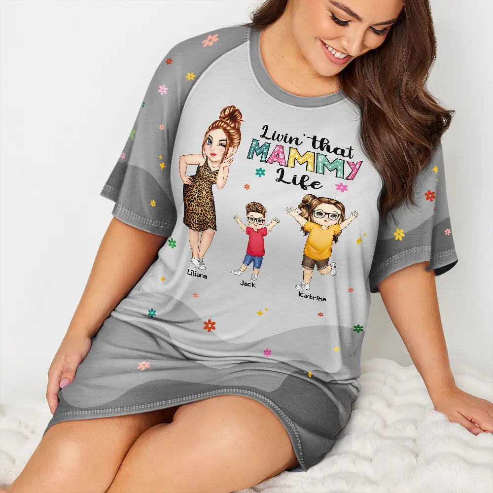 Livin' That Grandma Life - Personalized Women's Sleep Tee - Perfect Gift for Grandma and Moms! Women's Sleep Tee PopCulturePrints