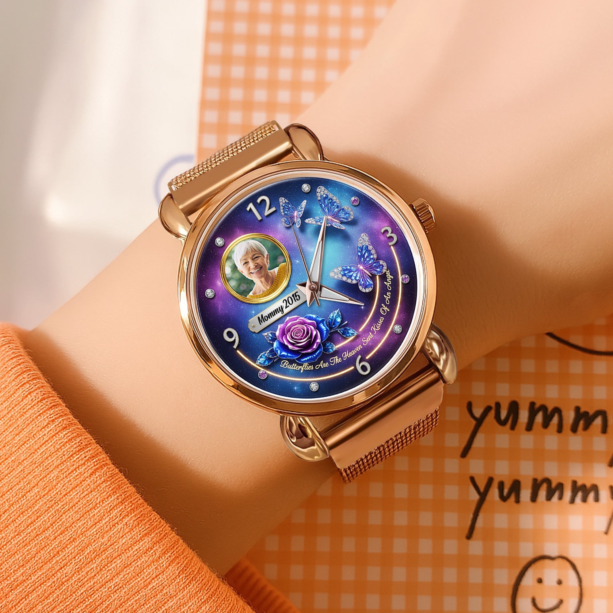 Forever in Our Hearts - Custom Photo Heaven Angel Mesh Strap Quartz Watch - Unique Gift for Loved Ones Quartz Watch PopCulturePrints