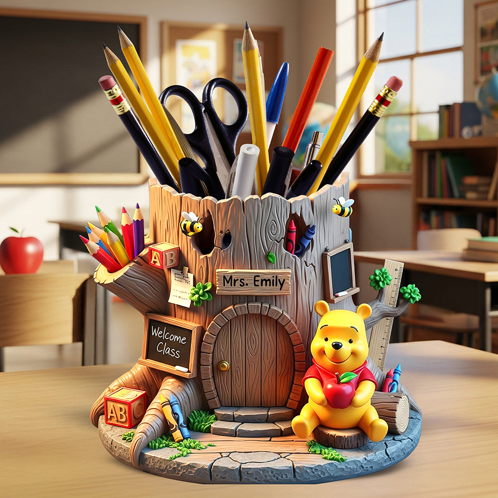 “A Teacher’s Heart is a Garden” – Back To School Wooden Pen Holder – Personalized Gifts For Teachers Pen Holder PopCulturePrints