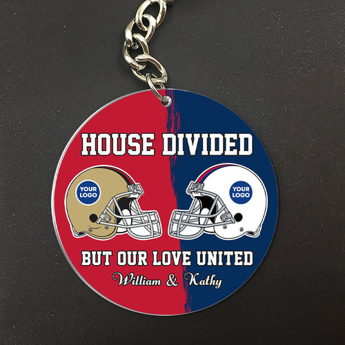 Personalized House Divided Football Keychain | Unique Couple Gift | Valentine's Day Gifts Keychains PopCulturePrints