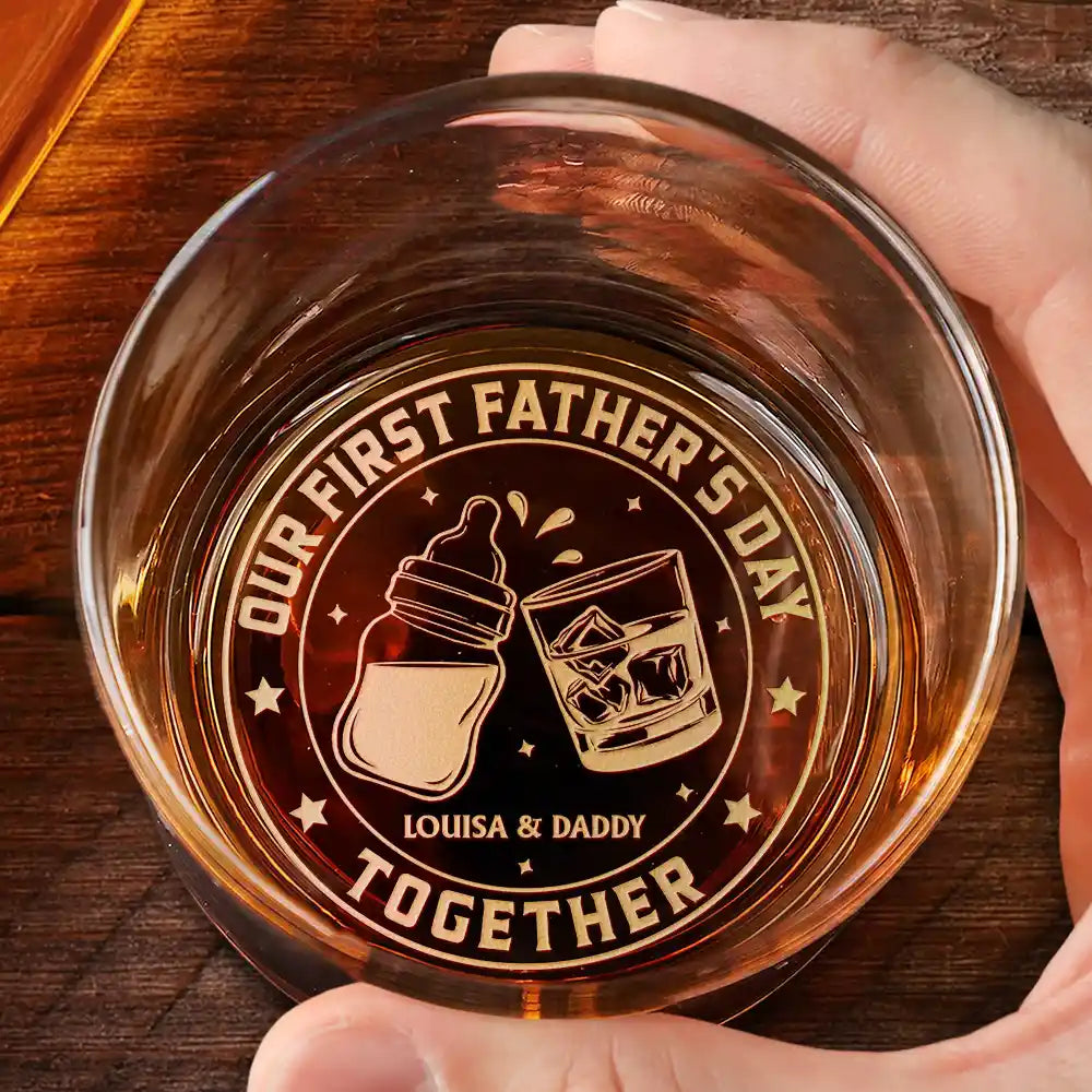Our First Father's Day Together - Personalized Engraved Whiskey Glass for Dads Whiskey Glass PopCulturePrints