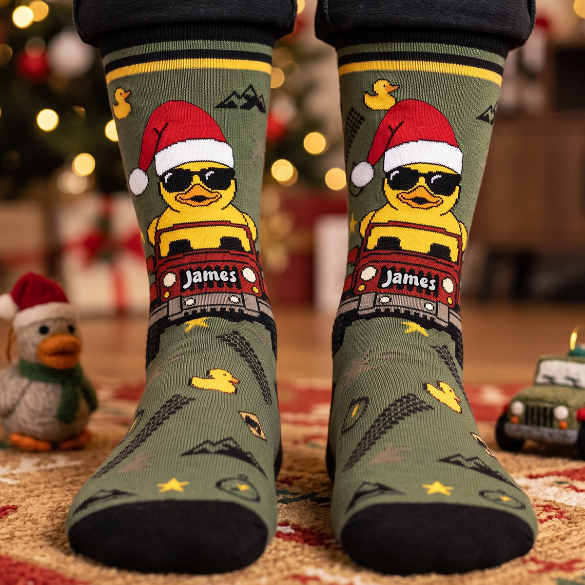 “Adventure Awaits!” - Quirky Duck On Adventure Car Socks - Personalized Gift for Off-road Lovers