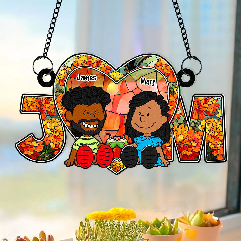 Personalized Couple Suncatcher Ornament | Heart-Shaped Custom Gift Ornament PopCulturePrints