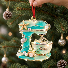 Load image into Gallery viewer, "Bake Your Dreams Come True" - Personalized Sea Glass Baking Mixer Ornament - Perfect Gift for Baking Lovers
