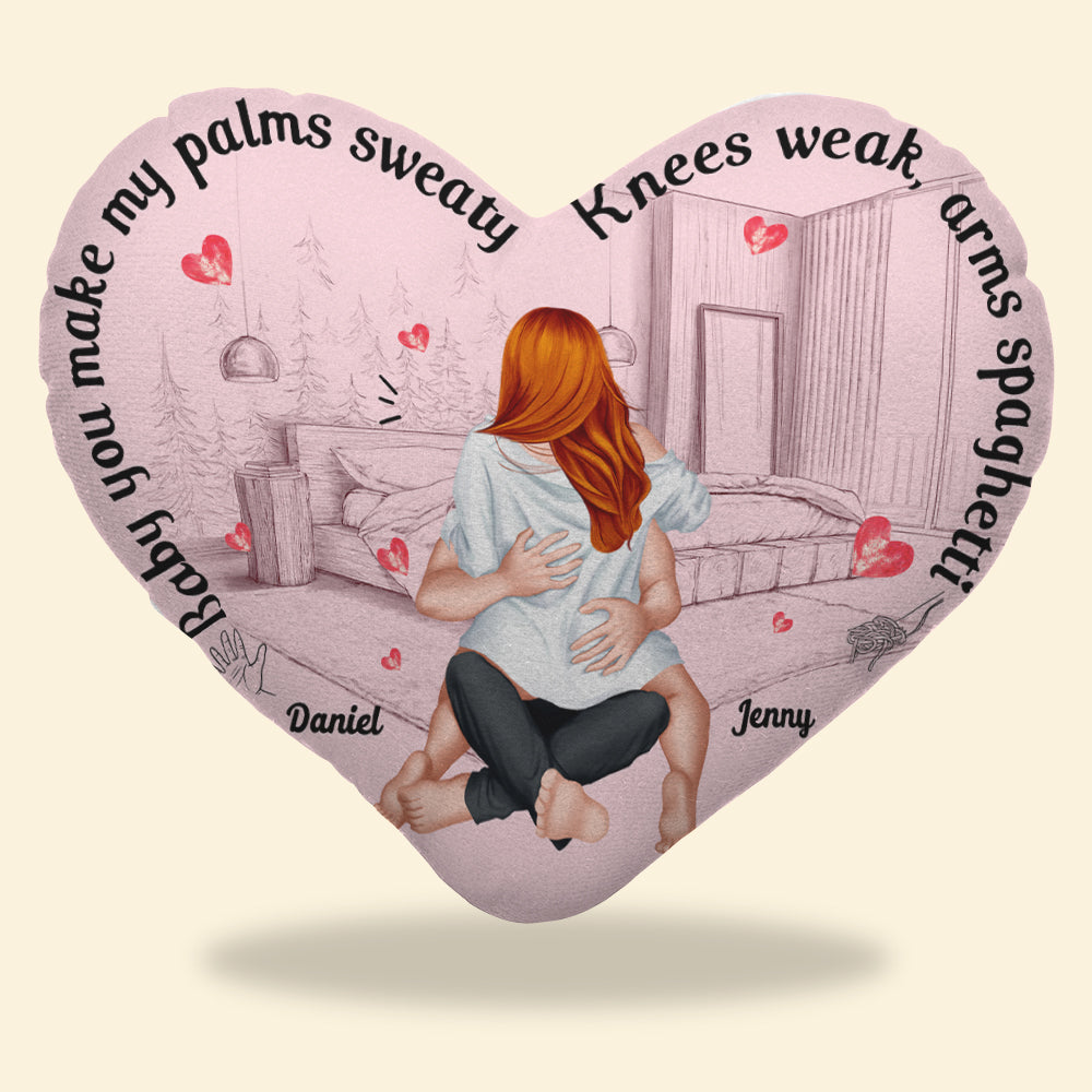 Customizable Heart-Shaped Couple Pillow - You Make My Palms Sweaty Pillow PopCulturePrints