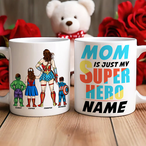 “Mom is Just My Super Hero” - Personalized Coffee Mug for Mom and Grandma Coffee Mug PopCulturePrints