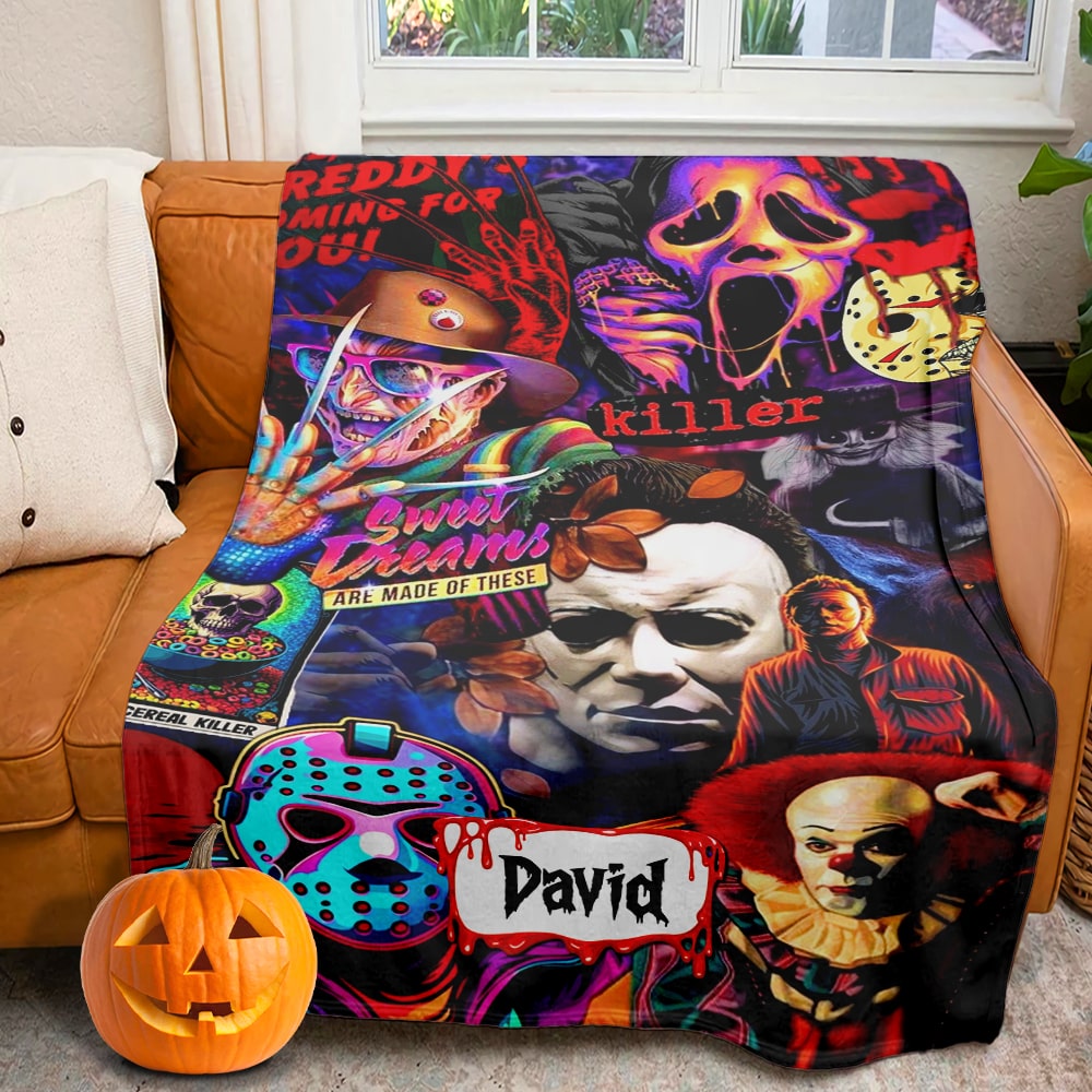 Personalized Horror Movie Characters Blanket - Perfect Halloween Gift for Horror Fans