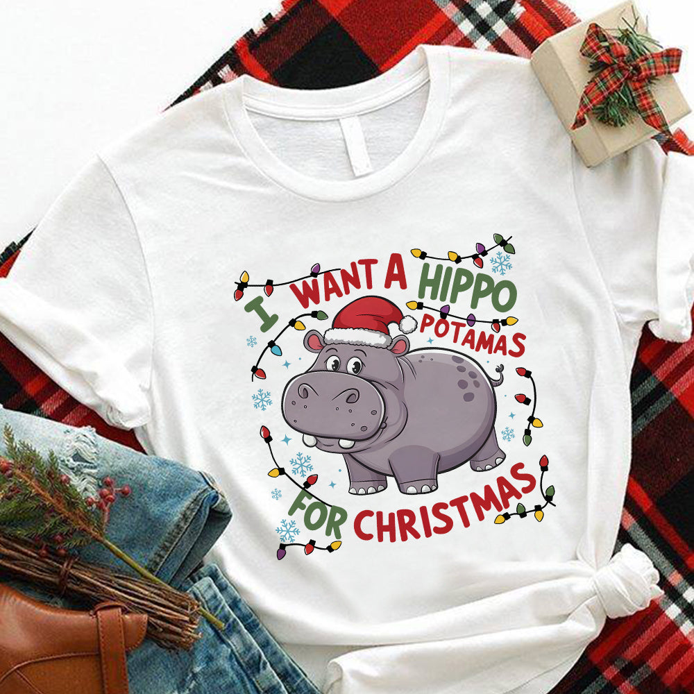 Festive Hippo Christmas Lover's Shirt