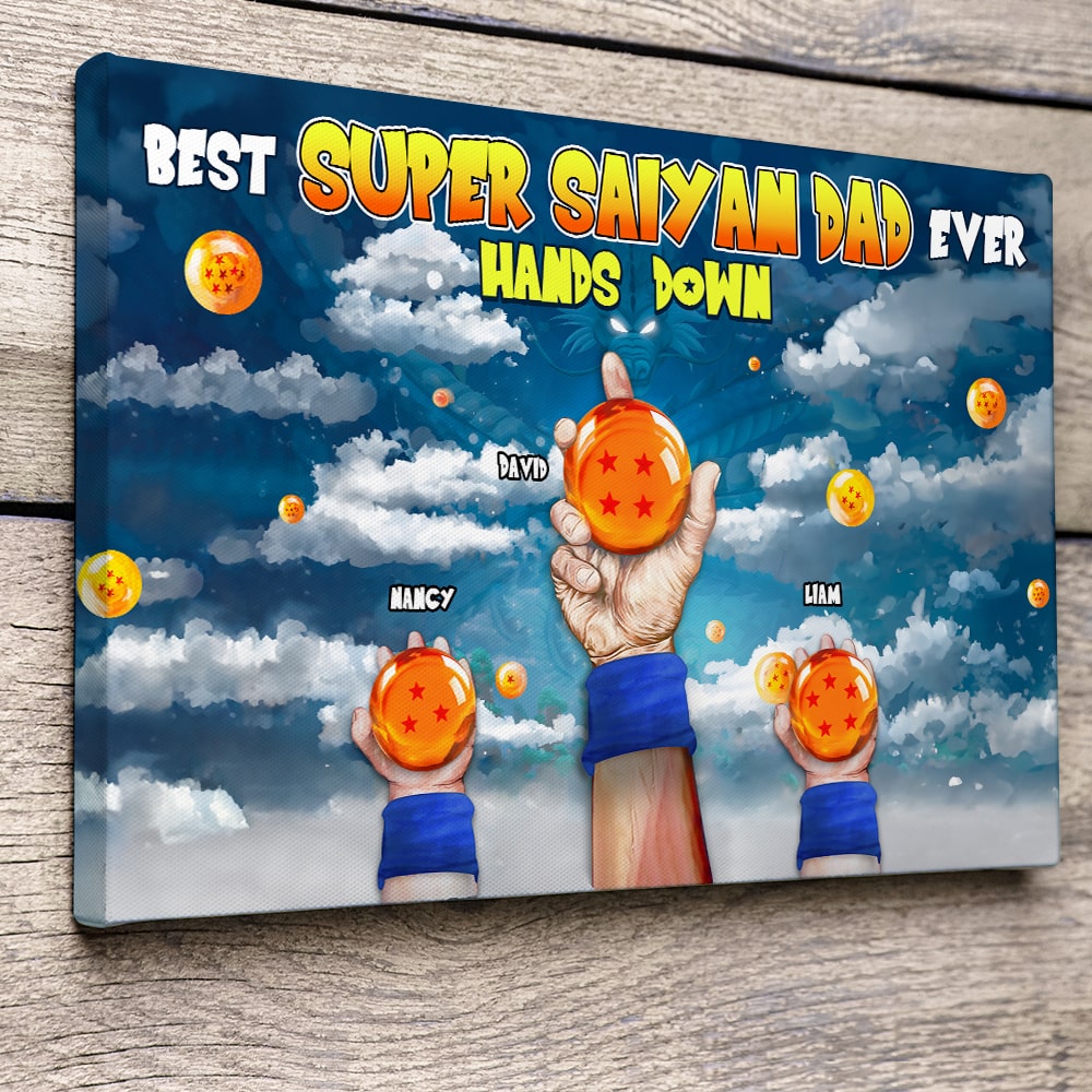 Personalized Super Saiyan Dad Canvas Print - Custom Gift for Father's Day Poster & Canvas PopCulturePrints