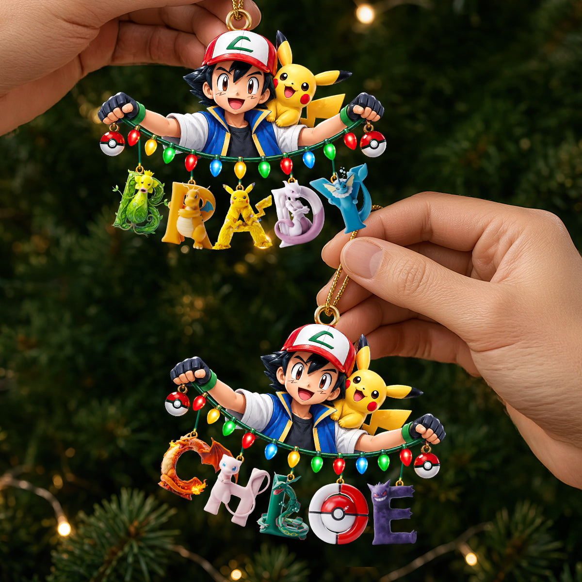 Adventure Alphabet Custom Name Ornament - Personalized Christmas Gift for Kids & Pokémon Fans
