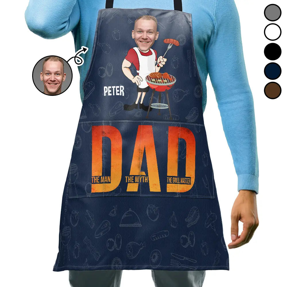 "The Man The Myth The Grill Master" - Custom Personalized Apron - Perfect Gift for Dad and Grandpa Apron PopCulturePrints