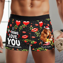 Load image into Gallery viewer, &quot;I F*CKING LOVE YOU (Either Way Works)&quot; - Naughty Couple Men&#39;s Boxers - Personalized Gift for Him Boxer Briefs PopCulturePrints
