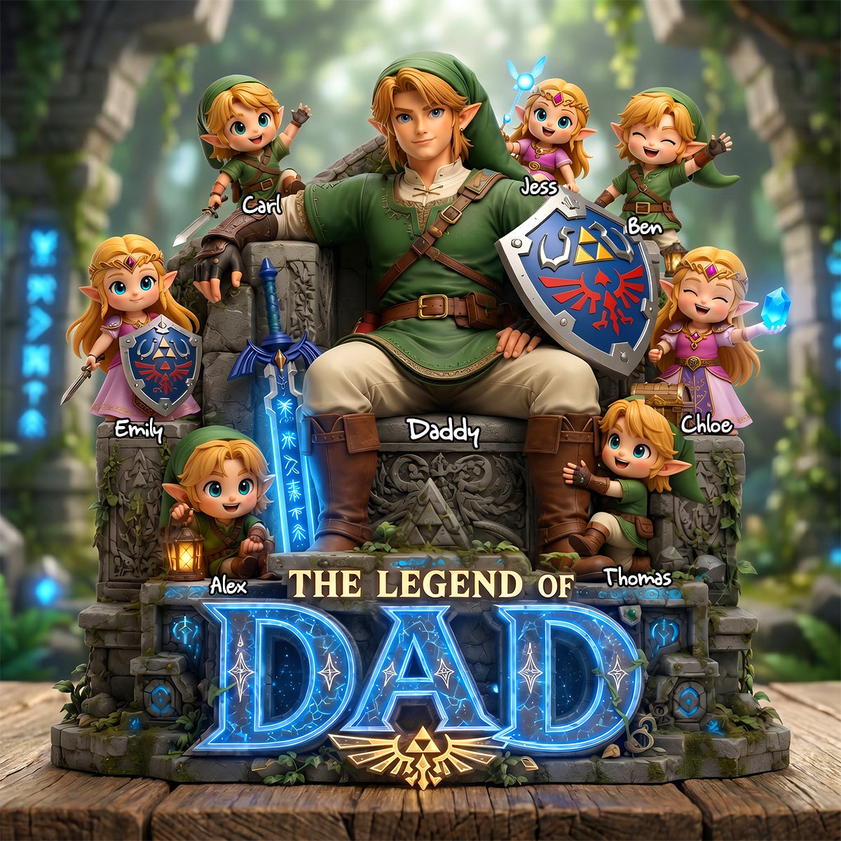 “The Legend of Dad” - A Heartwarming Adventure Plaque - Personalized Gifts for Dads and Grandpas Shaped Plaques PopCulturePrints