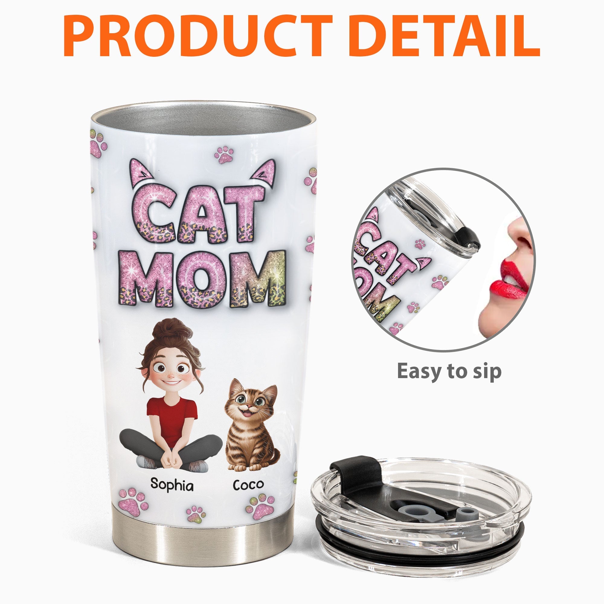 “Celebrate the Love of Cats!” - Personalized Cat Mom Tumbler Cup Tumbler Cup PopCulturePrints