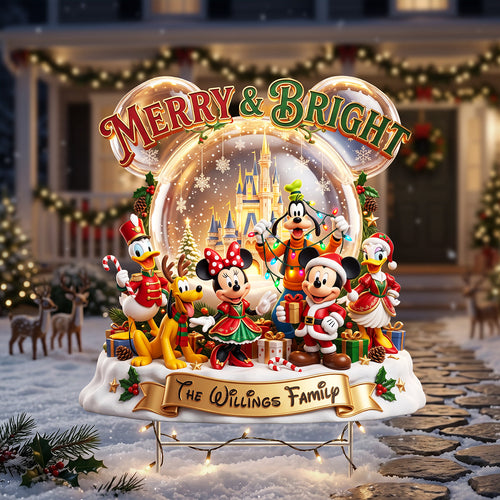 Merry & Bright Family Sign - Personalized Christmas Gift for Families Yard Sign PopCulturePrints