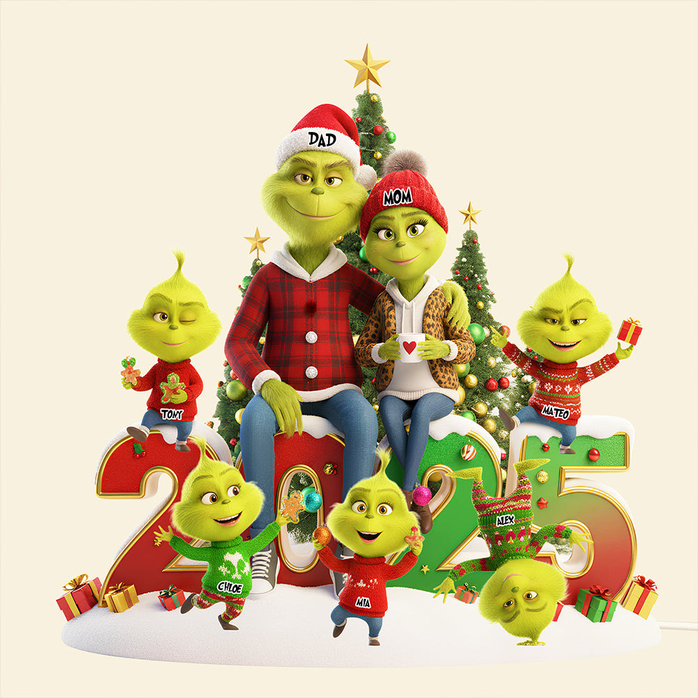 Naughty Green Monsters: Personalized Acrylic Light Box – A Unique Gift for Family and Friends! Light Box PopCulturePrints