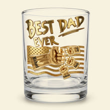 Load image into Gallery viewer, "Best Dad Ever" - Personalized Power Fist Drinking Glass - Custom Gift for Dads, Grandpas, and More Glass PopCulturePrints
