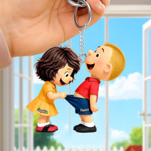 Load image into Gallery viewer, “Together We Create Trouble” - Troublemaker Couple Acrylic Keychain - Personalized Gifts for Couples Keychains PopCulturePrints
